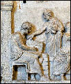 Marble relief depicting Census gathering